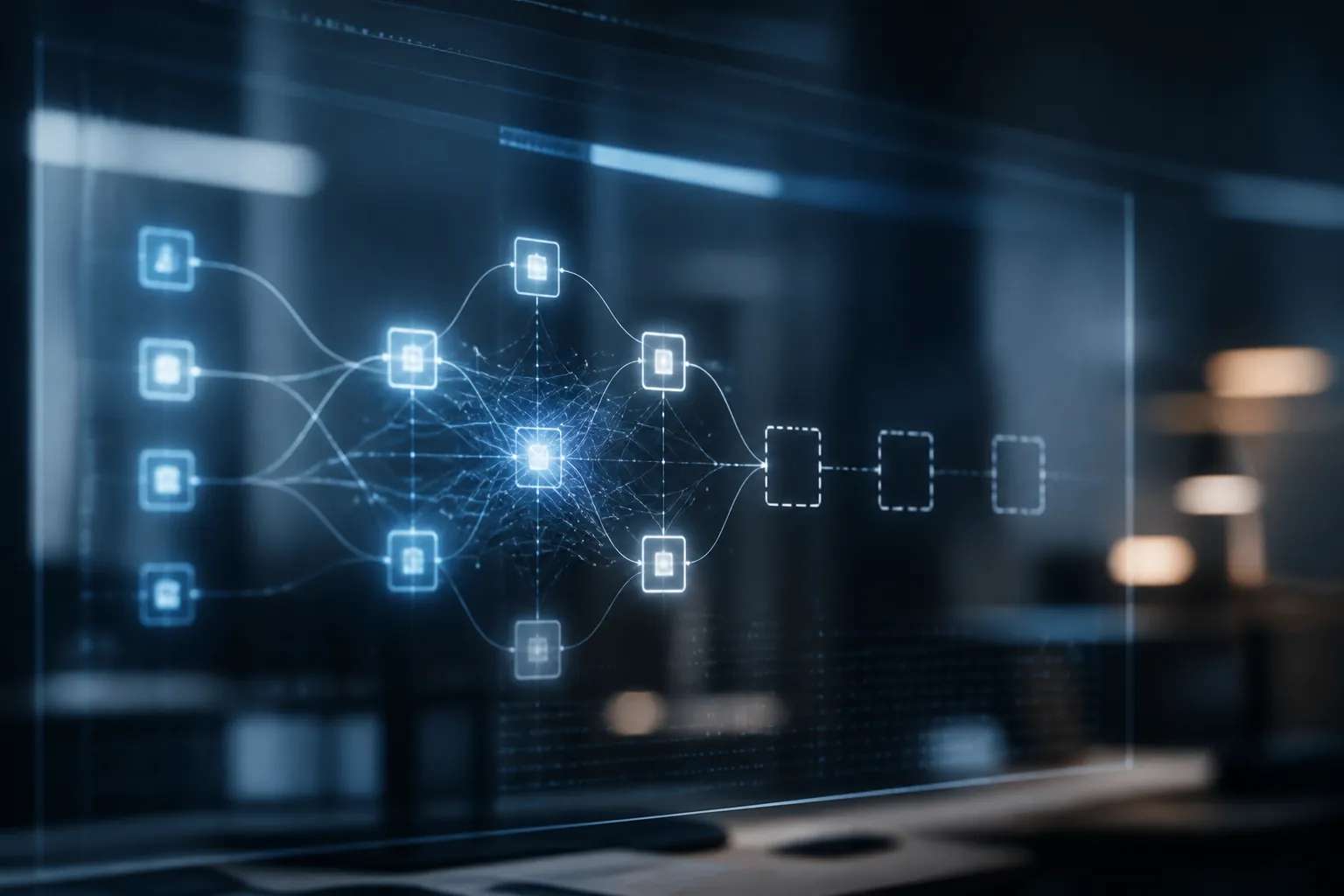 Abstract AI agent workflow on a digital screen